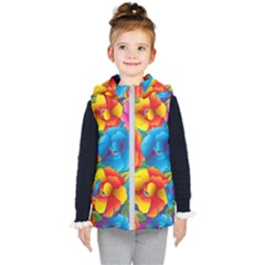 Neon Colored Floral Pattern Kid s Puffer Vest by allthingseveryone