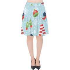 Winter Fun Pattern Velvet High Waist Skirt