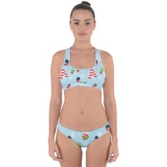 Winter Fun Pattern Cross Back Hipster Bikini Set