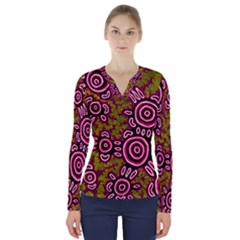 Aboriginal Art - You Belong V-neck Long Sleeve Top by hogartharts