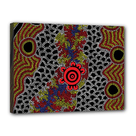 Aboriginal Art - Campsite Canvas 16  X 12 