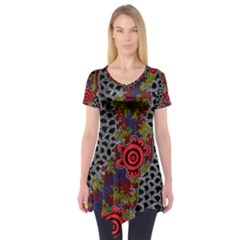 Aboriginal Art - Waterholes Short Sleeve Tunic 