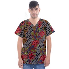 Aboriginal Art - Waterholes Men s V-neck Scrub Top