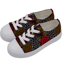 Aboriginal Art - Waterholes Kids  Low Top Canvas Sneakers by hogartharts