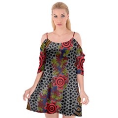 Aboriginal Art - Meeting Places Cutout Spaghetti Strap Chiffon Dress