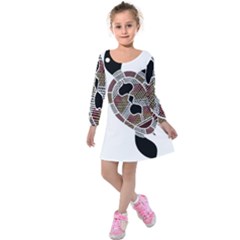 Aboriginal Art - Untitled Kids  Long Sleeve Velvet Dress