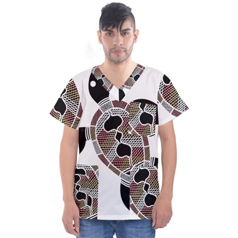 Aboriginal Art - Untitled Men s V-neck Scrub Top by hogartharts