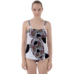 Aboriginal Art - Untitled Twist Front Tankini Set