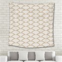 art deco,japanese fan pattern, gold,white,vintage,chic,elegant,beautiful,shell pattern, modern,trendy Square Tapestry (Large) View2