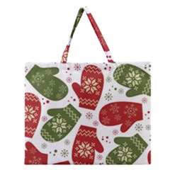 Winter Snow Mittens Zipper Large Tote Bag by allthingseveryone