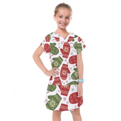 Winter Snow Mittens Kids  Drop Waist Dress by allthingseveryone