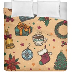 Cute Vintage Christmas Pattern Duvet Cover Double Side (king Size) by allthingseveryone