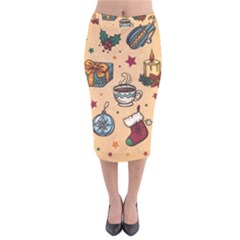 Cute Vintage Christmas Pattern Velvet Midi Pencil Skirt by allthingseveryone