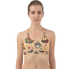 Cute Vintage Christmas Pattern Back Web Sports Bra by allthingseveryone