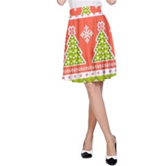 Christmas Tree Ugly Sweater Pattern A-line Skirt