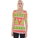 Christmas Tree Ugly Sweater Pattern Wide Neckline Tee View1