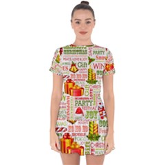 The Joys Of Christmas Drop Hem Mini Chiffon Dress by allthingseveryone