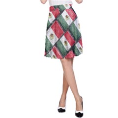 Mexican Flag Pattern Design A-line Skirt by dflcprints