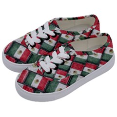 Mexican Flag Pattern Design Kids  Classic Low Top Sneakers by dflcprints