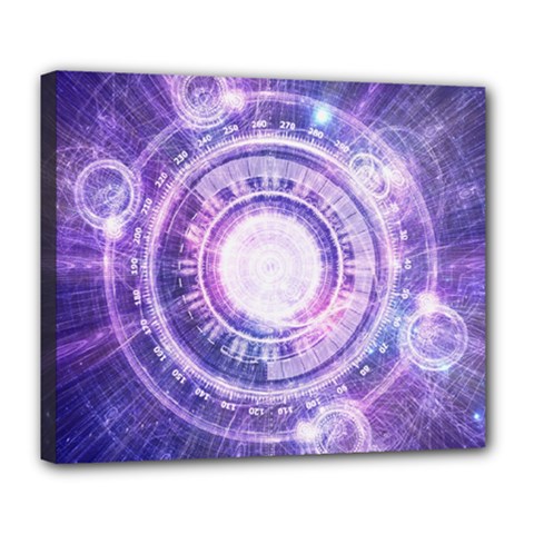 Blue Fractal Alchemy Hud For Bending Hyperspace Deluxe Canvas 24  X 20   by jayaprime