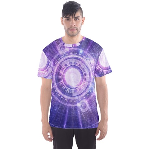 Blue Fractal Alchemy Hud For Bending Hyperspace Men s Sports Mesh Tee by jayaprime