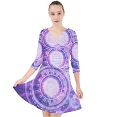 Blue Fractal Alchemy Hud For Bending Hyperspace Quarter Sleeve Front Wrap Dress	 by jayaprime