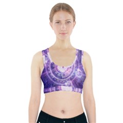 Blue Fractal Alchemy Hud For Bending Hyperspace Sports Bra With Pocket by jayaprime