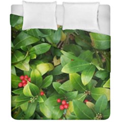 Christmas Season Floral Green Red Skimmia Flower Duvet Cover Double Side (california King Size)