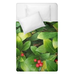 Christmas Season Floral Green Red Skimmia Flower Duvet Cover Double Side (single Size) by yoursparklingshop