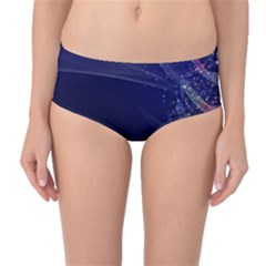 Christmas Tree Blue Stars Starry Night Lights Festive Elegant Mid-Waist Bikini Bottoms