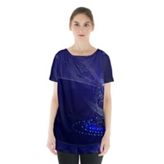 Christmas Tree Blue Stars Starry Night Lights Festive Elegant Skirt Hem Sports Top