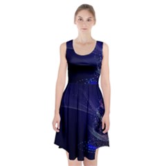 Christmas Tree Blue Stars Starry Night Lights Festive Elegant Racerback Midi Dress