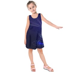 Christmas Tree Blue Stars Starry Night Lights Festive Elegant Kids  Sleeveless Dress