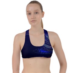 Christmas Tree Blue Stars Starry Night Lights Festive Elegant Criss Cross Racerback Sports Bra