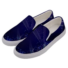 Christmas Tree Blue Stars Starry Night Lights Festive Elegant Men s Canvas Slip Ons by yoursparklingshop