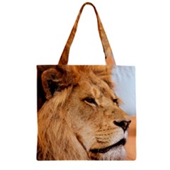 Big Male Lion Looking Right Zipper Grocery Tote Bag by Ucco