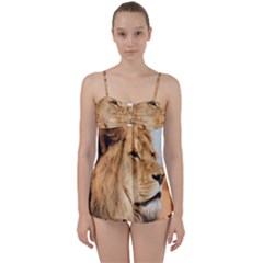 Big Male Lion Looking Right Babydoll Tankini Set by Ucco