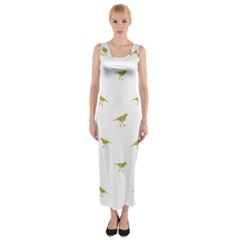 Birds Motif Pattern Fitted Maxi Dress by dflcprints
