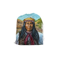 Apache Tribe Warrior Chiricahua Apache Tribe Drawstring Pouches (medium)  by allthingseveryone