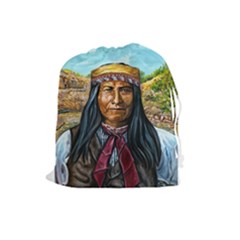 Apache Tribe Warrior Chiricahua Apache Tribe Drawstring Pouches (large)  by allthingseveryone
