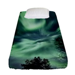 Northern Lights In The Forest Fitted Sheet (single Size)