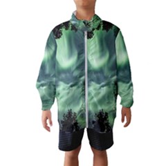 Northern Lights In The Forest Wind Breaker (kids) by Ucco