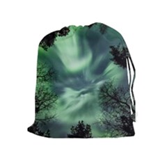 Northern Lights In The Forest Drawstring Pouches (extra Large)