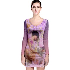 Violets For The Birds  Long Sleeve Bodycon Dress by pastpresents