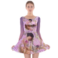 Violets For The Birds  Long Sleeve Skater Dress by pastpresents