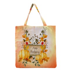 Happy Thanksgiving With Pumpkin Grocery Tote Bag