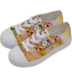 Happy Thanksgiving With Pumpkin Kids  Low Top Canvas Sneakers by FantasyWorld7