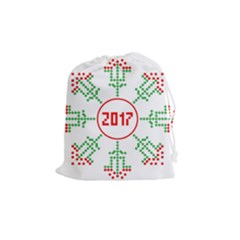 Snowflake Graphics Date Year Drawstring Pouches (medium)  by Celenk