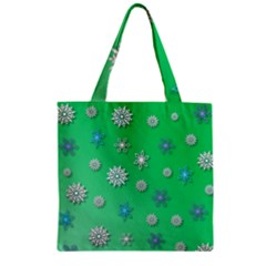 Snowflakes Winter Christmas Overlay Zipper Grocery Tote Bag by Celenk