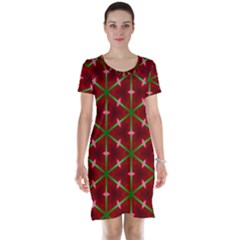 Textured Background Christmas Pattern Short Sleeve Nightdress by Celenk